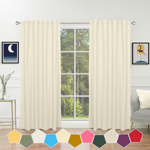 Image of THE LINEN COMPANY Duck Canvas Cotton Curtains 6 Feet Long, Solid Door & Window Curtains, 6ft Set of 2, Natural