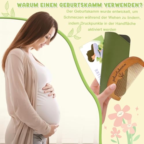 Kaempe Geburtskamm Wehenkamm, Holzkamm, Schwangerschaft Geschenk Für Mutter, Kamm Holz, Birth Comb, für Angstlinderung, Natürliche Schmerzlinderung, Stresslinderung
