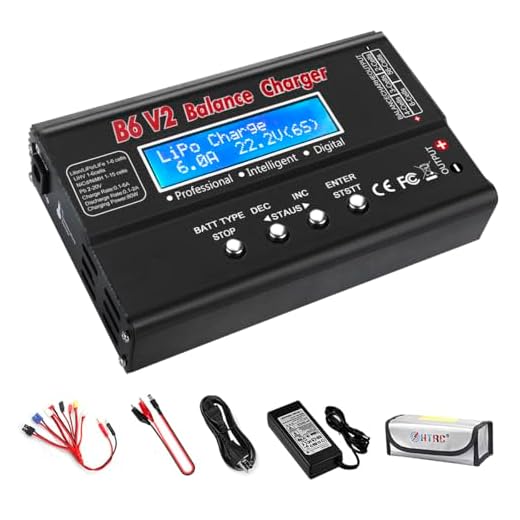 LiPo Battery Charger 1S-6S Balance Discharger Digital Battery Pack Charger for NiMH/NiCD/Li-Fe/LiHV/Li-ion Packs with LCD Display Hobby Battery Chargers with Deans Connectors Power Supply(Black)