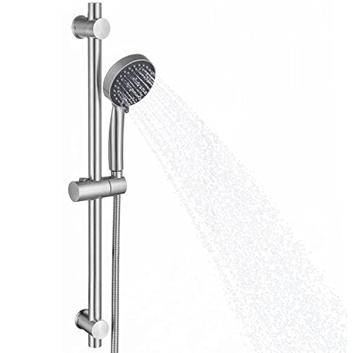 Bangpu Shower Slide Bar With Handheld Shower Head Combo, 5-Function Hand Sprayer Wall Mount Slide Bar Kit With Adjustable Height Shower Hose Holder, Brushed Nickel Finish #TOP15