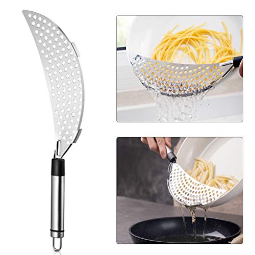 Hemoton 2 peças de coador de panela com alça de aço inoxidável crescente coador de panela para macar