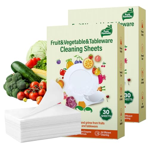 Lot de 60 feuilles pour lave-vaisselle Dishwasher Sheets - Nettoyage puissant - Respectueux de l'environnement et biodégradable - Nettoyage des fruits et légumes