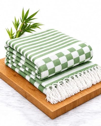 Image of 100% Bamboo Towels, Bamboo Towels for Bath, Towels for Bath Men - Ultra Soft, Lightweight, Quick Dry, Super Absorbent, Eco-Friendly Bath Towel (64x168 cm)(Green)