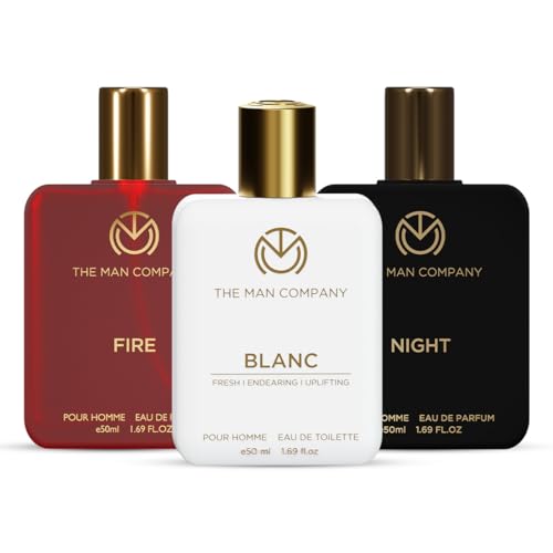 The Man Company Fire, Night and Blanc Perfume for Man – 50ml, Set of 3 (2 EDP + 1 EDT) Fragrances | Premium Luxury Long-Lasting Fragrance | Gift for Him | Perfume gift for friend | Valentine Gift Set For Man