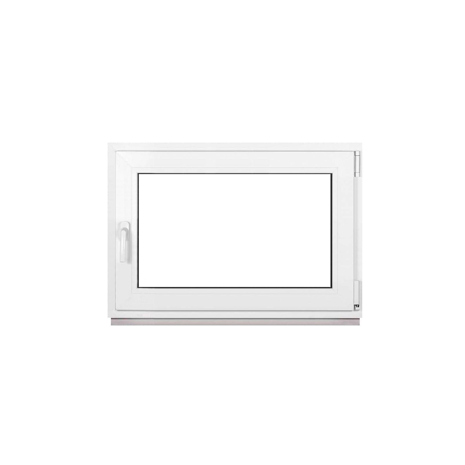 Finestra in Plastica Bianca Larghezza x Altezza 100 x 60 cm (1000 x 600 mm) Triplo Vetri (32 mm), Anta-Ribalta, Girevole DIN Destra – Premium
