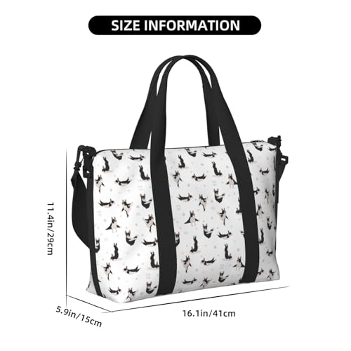 Yoga Dogs Funny Boston Terrier Large Laptop Tote Travel Work Bag For Women Men Gym Beach Bag For Women Crossbody Carry On Shoulder Bag With Compartments Zipper,Overnight Weekender Bags2