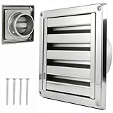 Contenu de l'emballage : une grille d'aération en acier inoxydable avec quatre lamelles mobiles et anneaux en caoutchouc, moustiquaire, quatre vis de fixation.