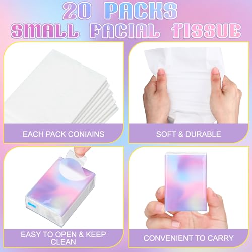 Image of Therwen 100 Pack Pocket Tissues Travel Bulk 1000 Sheet, Gradient