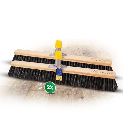 Novaliv 2X Teste di scopa 60cm Miscela di crini di cavallo I Scopa senza manico Scopa per polvere fine I Scopa da officina Scopa per spazzare Scopa da cortile