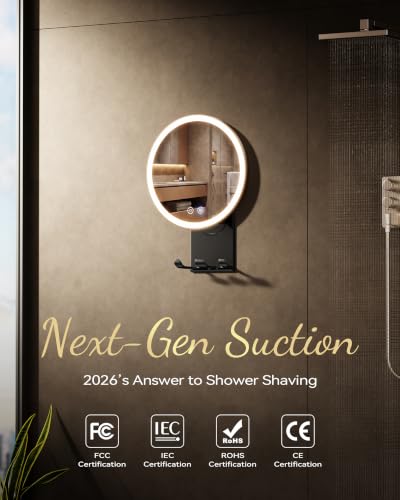 Image of Heated Shower Mirror Fogless for Shaving, Suction Cup Shower Mirror