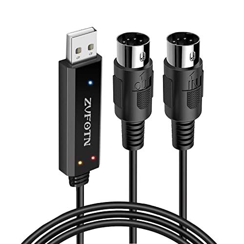 Zvfotn Upgrade Professional Midi To Usb Interface Midi Cableinput&Output Adapter Connecting With Keyboard/Synthesizer For Editing&Recording Track Work With Windows/Mac Os For Studio - 6.5Ft #TOP15