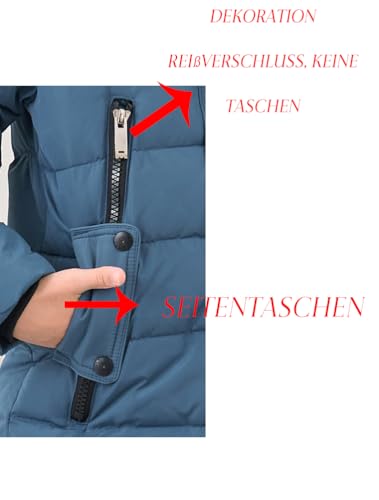 Vogstyle Jungen Winterjacke mit Kapuze Jacken Blouson Kinder Kapuzenparka Warm Blouson Wintermantel, Blau, 120-130 (Herstellergröße: 130)
