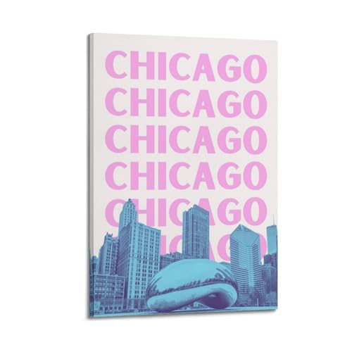 Poster Chicago déco salon tableau moderne Cloud Gate sur toile 40x60