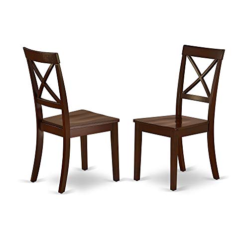 East West Furniture CABO7-MAH-W Mid Century Set 7 Piece-Wooden Chairs Seat-Mahogany Finish Kitchen dining room Table and Frame, 7