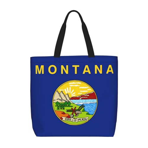 Montana State Flag Print Women's Portable Tote Bag - Large Shopper for Beach,Travel,Gym | Summer Handbag
