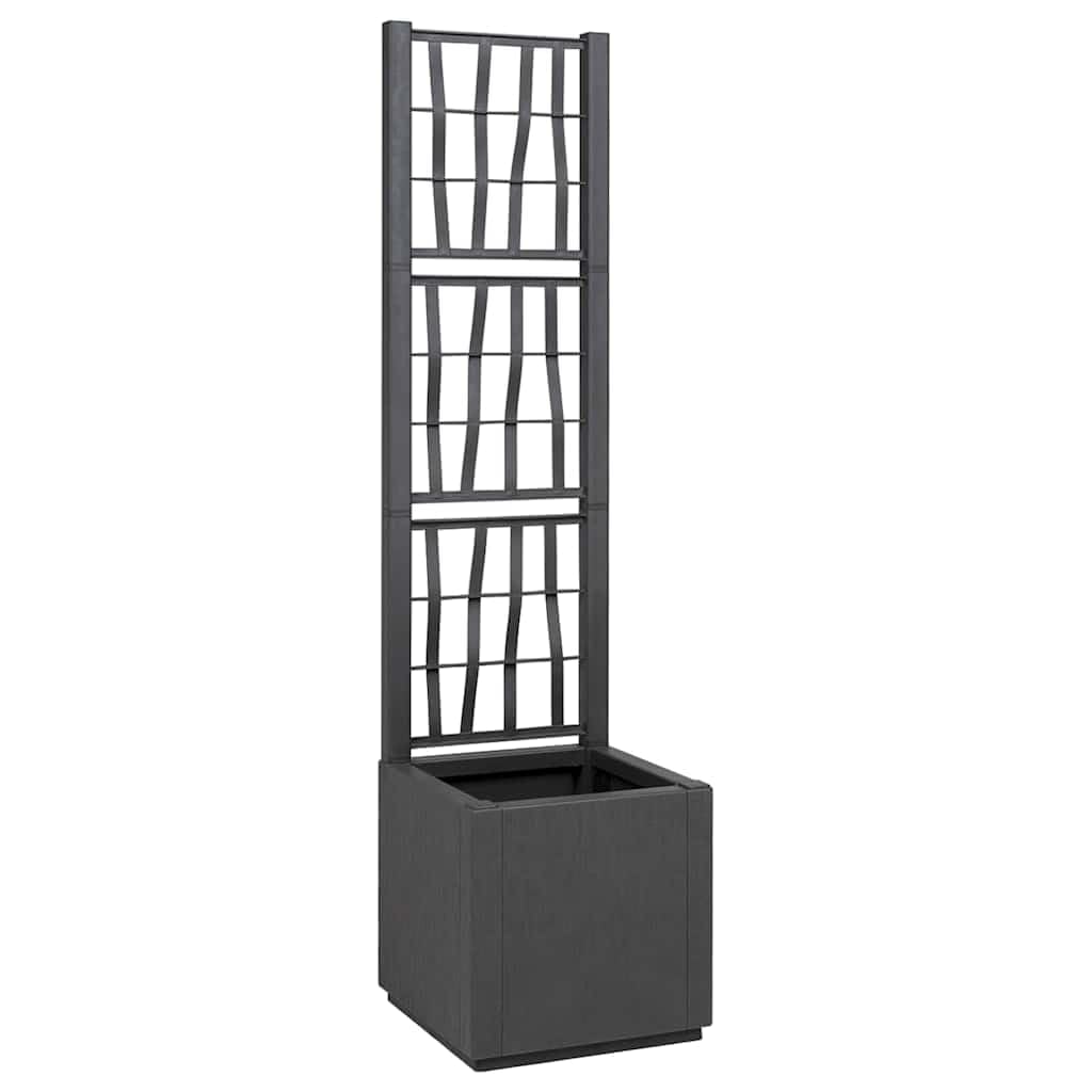 Bac à Fleurs avec Treillis Gris foncé 36 x 36 x 140 cm PP Pots & Cache-Pots Gris,42006500