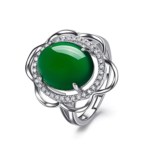 Bague en calcédoine verte pour femme en argent 925 style vintage