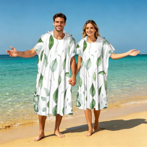 Poncho à capuche imprimé eucalyptus pour vos sessions de surf cet été - 7