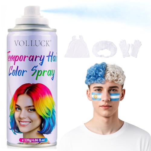 White Hair Spray Color Temporary, Hair Color Spray 1-Day Hair Dye Colored for Kids Women Men, Hair Wax Color Washable, 100th Day of School Cosplay Halloween 4.06 Fl Oz