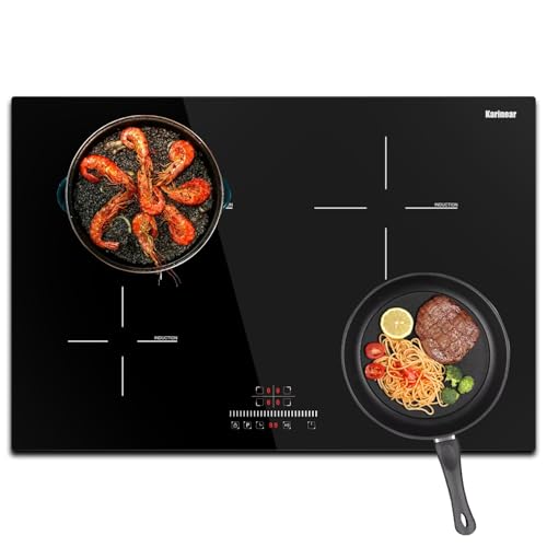 Image of Karinear 30 Inch Induction Cooktop, 4 Burners Electric Stove top, 240V | Sensor Touch Control, 9 Power Level Drop-in Induction Stove top, Child Safety Lock, Timer, 7200w, No Plug(come with a pot)