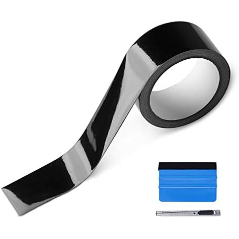 LZLRUN Free Tool Kit High Gloss Vinyl Wrap Kit for Black Out Chrome Delete Window Trim Door Trim (2Inches x 30Feet) Cover