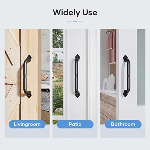 Easelife 10" Barn Door Pull Handle,Rustic Black Cast Iron Grab,Easy Install #TOP4