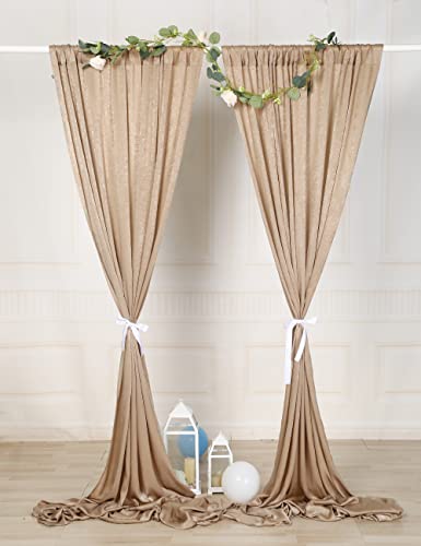 Sherway 2 Panels 4.8 Feet X 10 Feet Biscotti Beige Thick Satin Wedding Backdrop Drapes, Non-Transparent Window Curtains For Party Ceremony Stage Decoration #TOP2
