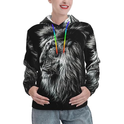 Sweat à capuche pour femme EdWal imprimé lion pull ajusté avec poche