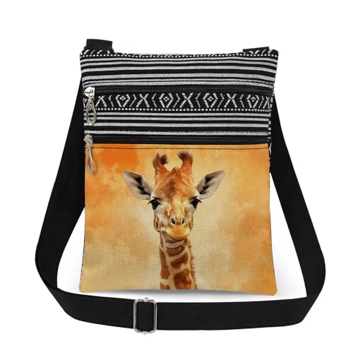 Giraffe Print Women Crossbody Bag Adjustable Shoulder Strap Messenger Bag Birthday Gift Festival Present​​ for Friend Travel Crossbody Purse