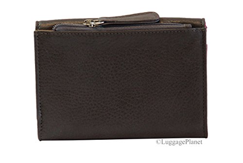 RFID Blocking Womens Leather Flap Wallet (Storm w/Chianti Interior)4