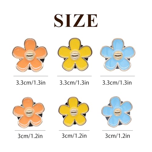 Image of ORIESSE 6pcs Car Air Freshener Vent Clips, Daisy Flower Air Diffuser - Blue, Orange, Yellow - Refillable 3.3cm /3cm Car Accessories for Women