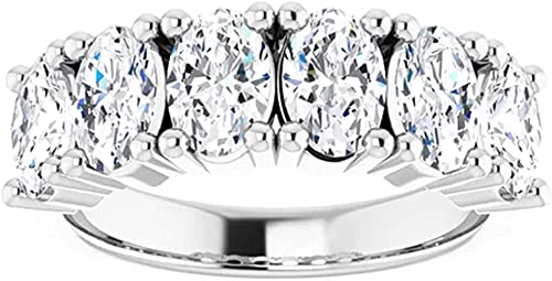 Moissanite World Touch of Paradise Bold Eternity Wedding Band,Oval Cut 6.00CT,VVS1 Clarity, Colorless Moissanite, 925 Sterling Silver, Engagement Ring, Wedding Gift, Perfact for Gift2