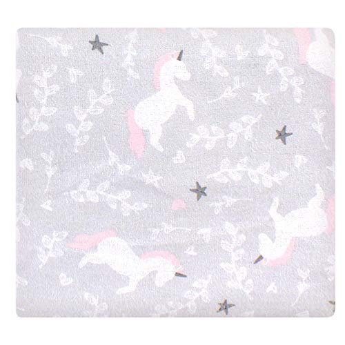 Image of Little Treasure Hudson Baby Cotton Poly Flannel Receiving Blankets Multipack, Grey Whimsical Unicorn, 30x30 inches