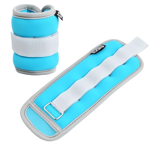Paquete de 2 Pesas para Tobillo y Muñecas, 0,25kg 0,5kg Manguitos de Peso, Tobilleras con Peso, Tobilleras Pesadas para Yoga Ejercicios Fitness Recuperación Gimnasia Corriendo (Azul,2x0,25kg)