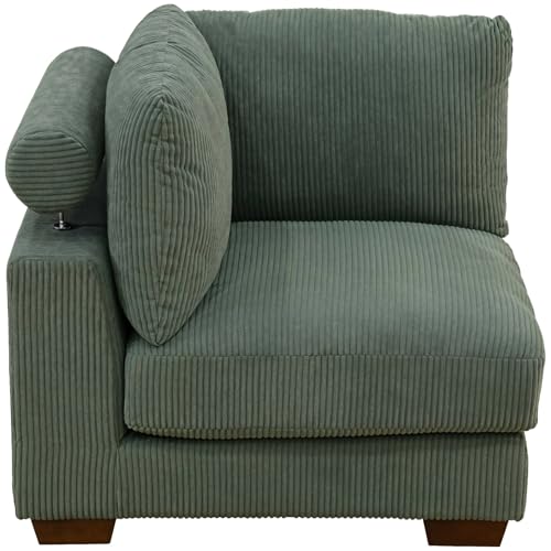 LUMINFLY Sofá modular modular de pana verde F4972-W, juego de sala de estar con otomana, unidad de cuña, sillones, marco de madera dura resistente, tapicería acogedora