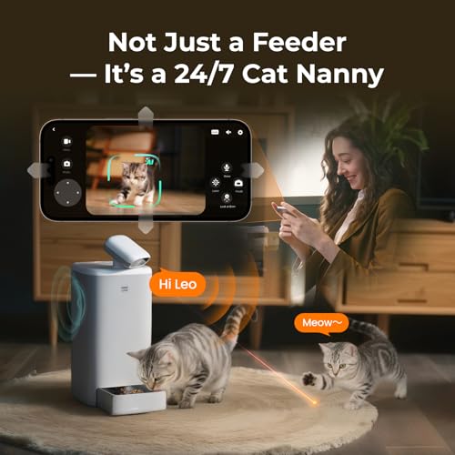 Automatic Cat Feeder with Camera AI-Powered, 2k HD Video Night Vision, 5G/2.4G Wi-Fi Programmable, 2-Way Audio, Low Food Alert, Blockage Sensor, 1-Year Subscription Version - Image 4