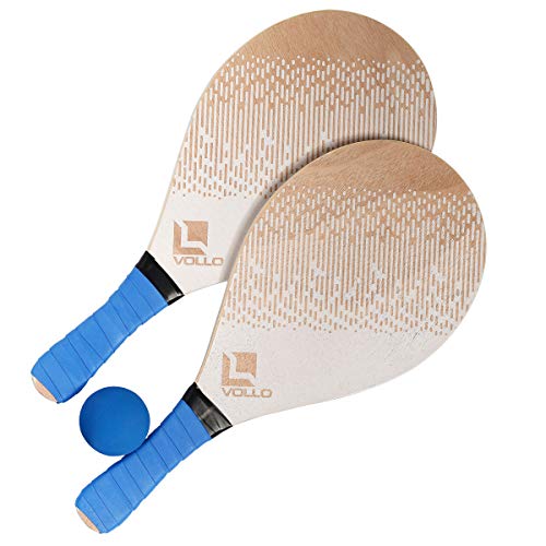 Conjunto de Frescobol com 2 Raq. Madeira Poplar e 1 Bola de Borracha Vollo Sports