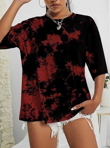 SOFIA'S CHOICE Women's Oversized T Shirts Round Neck Tie Dye Short Sleeve Shirts4