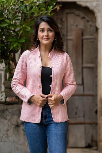 Image of Reversible Jacket for Women | Double Sided Quilted Jacket | Reversible Winter Jacket for Women | Stylish Ethnic Printed Jacket | Warm & Comfortable Casual Outerwear
