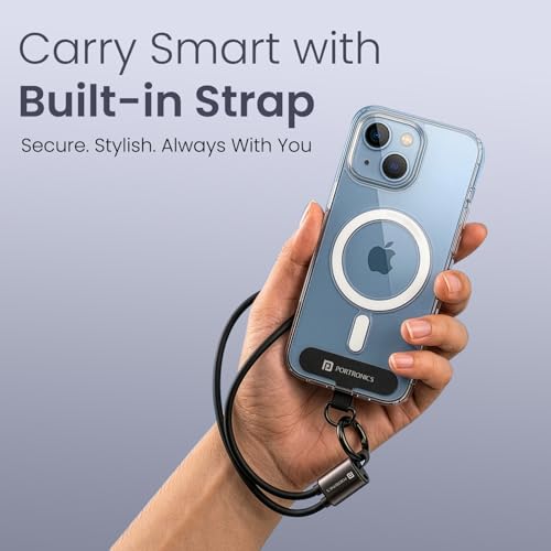 Image of Portronics 60W Velin Type C to Type C Fast Charging Cable With Cable Organizer Strap & Keychain, 480Mbps Data Sync, Rapid Charging, Premium Silicone Build, Compatible With Laptops, Smartphones (Black)