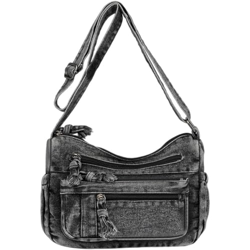 Retro Denim Single Shoulder Bag for Women Crossbody Bag with Multiple Compartments Fashionable and Practical Handbag