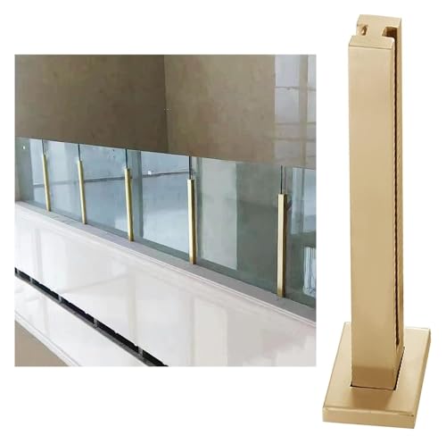Garde-corps en verre sans perçage avec poteau doré robuste 85cm