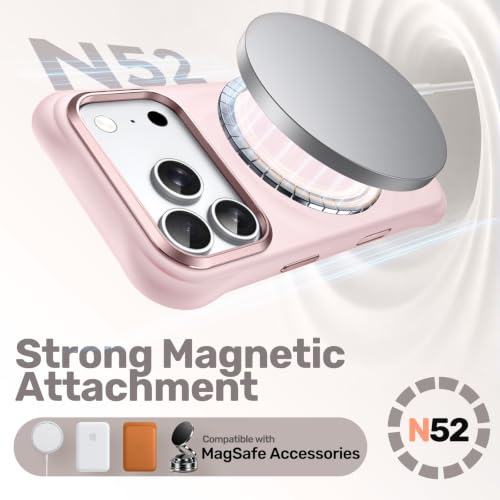 JETech Magnetische Silikon Hülle für iPhone 18 Pro Max/17 Pro Max, Hellrosa – Ansicht 5