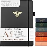 A5 Notebook by Avocado and Spice® with Gift Box & Velvet Bag - A5 Journal Notebook Journals for Women and Men - Travel Journal Hard Back Notebook Lined A5-200 Thick Pages (Black, Lined) - Image 1