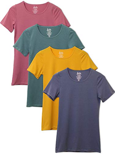 Kalon Women's 4-Pack Scoop Neck T-Shirt Base Layer