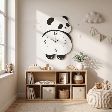 CNCART Bamboo Bear Pendulum Animal Wall Clock - Image 2