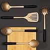 Russell Hobbs RH02170BEU7 Opulence 5 Piece Kitchen Utensil Set, Non-Stick Coating & Soft-Touch Handles, Includes a Slotted Spoon, Solid Spoon, Slotted Spatula, Spaghetti Spoon and Ladle, Black/Gold - Image 3