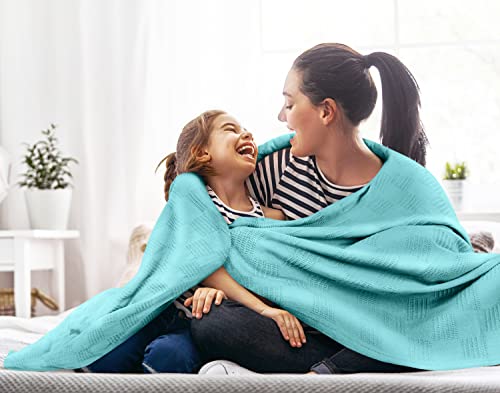 Image of Utopia Bedding 100% Cotton Thermal Blanket Mint Twin, 90x72 Inches