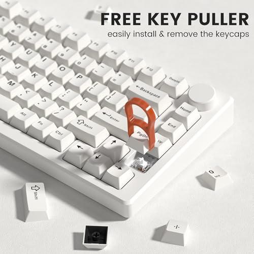 Image of dagaladoo Double Shot PBT keycaps Set, Cherry Profile Keyboard Keycaps | Retro key caps full size,Custom keycaps for 60% 65% 75% 100% MX switch Mechanical Keyboard(Milky White,126-keys)