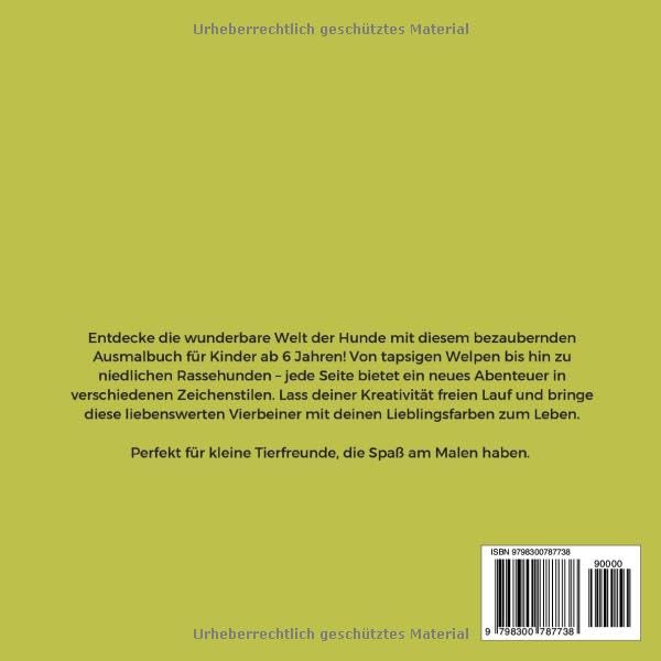 Ausmalbuch für kleine Hundefans ab 6 Jahren mit 50 niedlichen Hunden zum bunt Gestalten